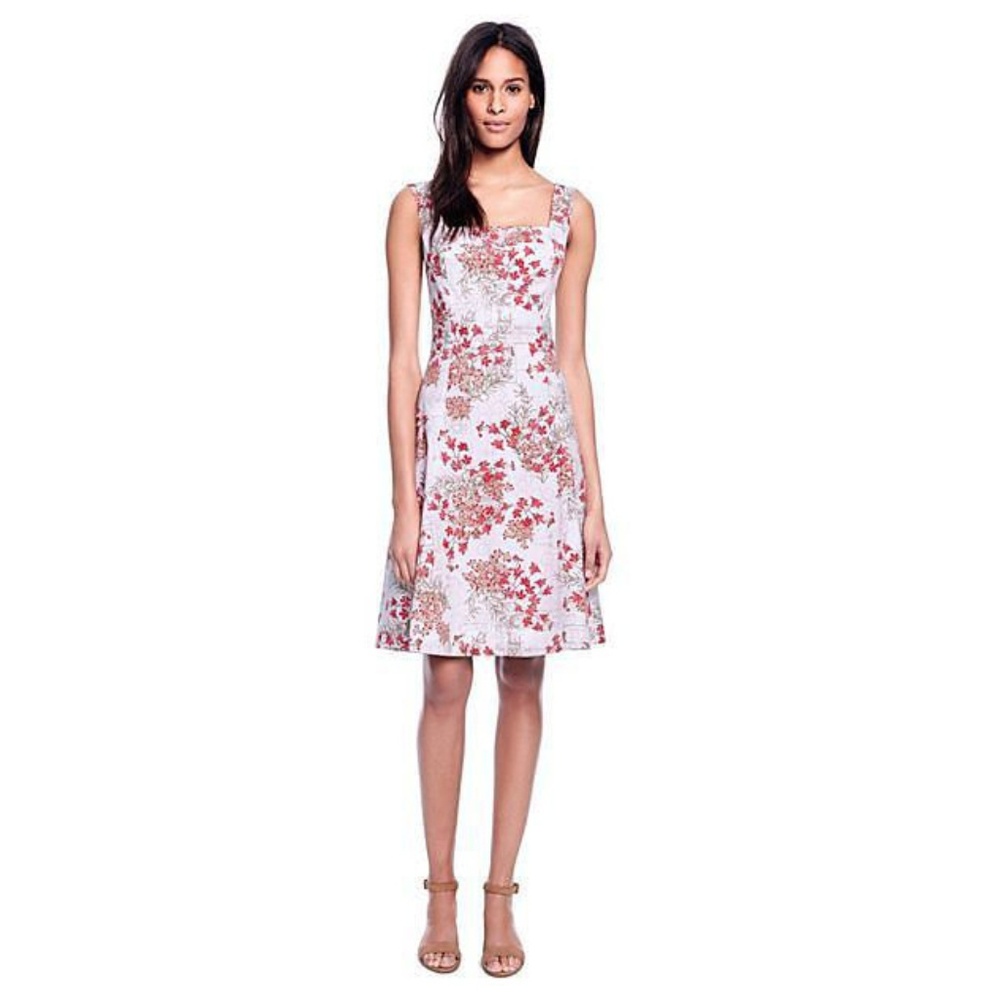 TORY BURCH white floral fit & flare dress sz 6